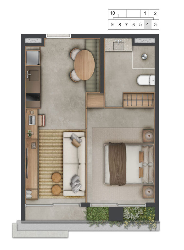 Planta 38m² Decorado