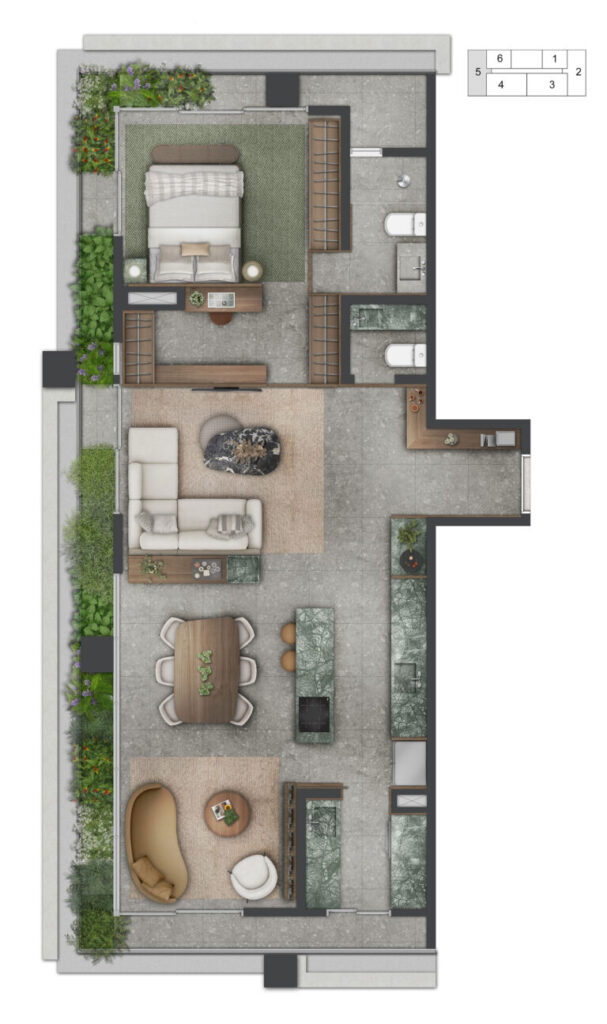 Planta 92m² Decorado